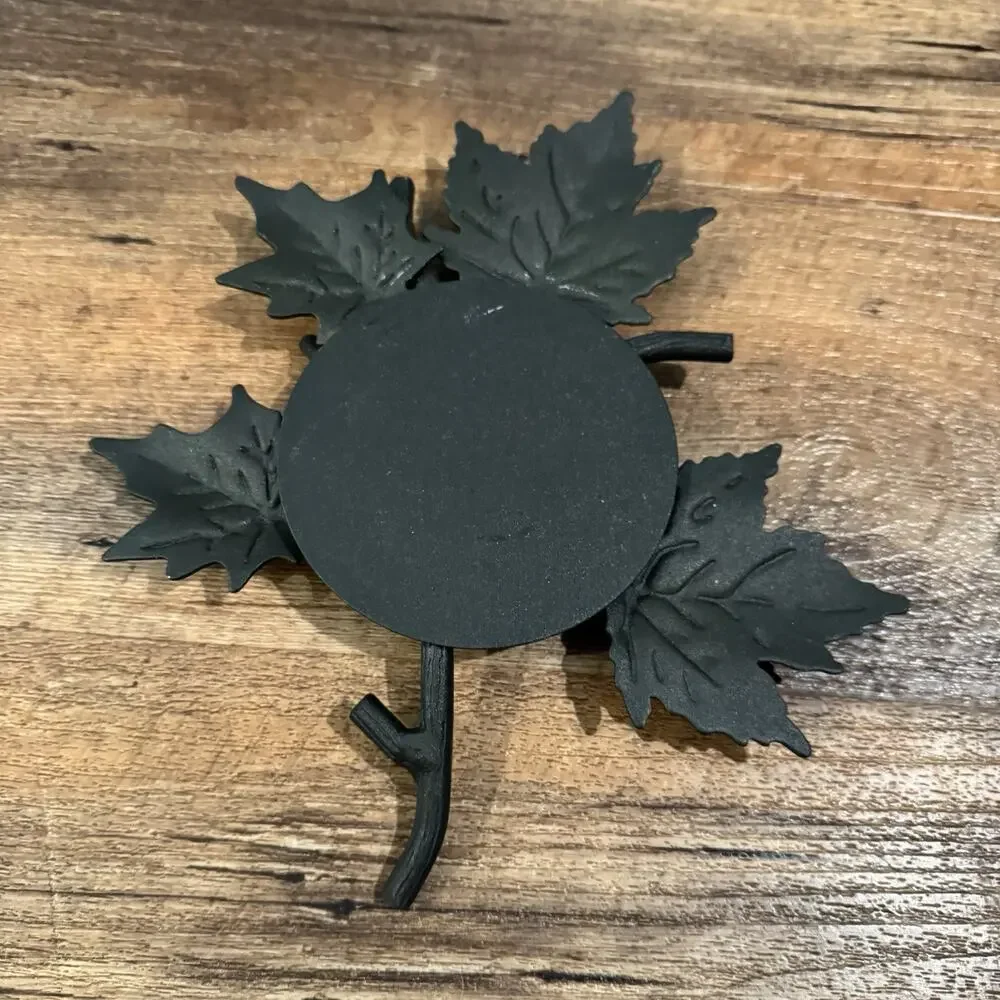 Longaberger Wrought Iron Maple Leaf Candle Stand Black Display Centerpiece READ